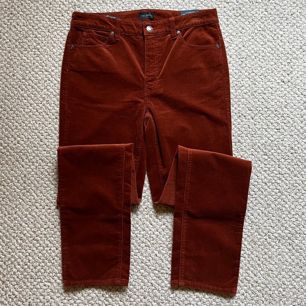 TALBOTS - Stretch Corduroy Straight Leg Pants - Copper -- NEW with Tag